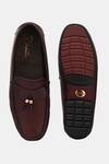 Shop_Lafattio_Red Leather Round Toe Loafers  _Online_at_Aza_Fashions