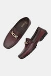 Lafattio_Red Buckled Leather Loafers  _Online_at_Aza_Fashions