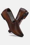 Buy_Lafattio_Brown Perforated Textured Juttis  _at_Aza_Fashions