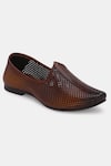 Buy_Lafattio_Brown Perforated Textured Juttis  _Online_at_Aza_Fashions