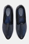 Shop_Lafattio_Blue Perforated Leather Juttis  _at_Aza_Fashions