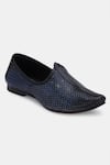 Lafattio_Blue Perforated Leather Juttis  _Online_at_Aza_Fashions