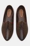 Shop_Lafattio_Brown Perforated Texture Leather Juttis  _at_Aza_Fashions