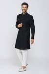 Buy_Arihant Rai Sinha_Black Velvet, Polyester Embroidery Sherwani Set _Online_at_Aza_Fashions