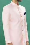 Shop_Spring Break_Pink Polyester Cotton Jacquard Butti Sherwani With Churidar Set_Online_at_Aza_Fashions