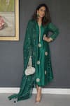 Buy_Deep Thee_Emerald Green Chanderi Embroidery Haritah Hand Kali Gusset Kurta Set For Women_at_Aza_Fashions