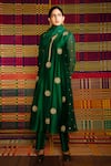 Deep Thee_Emerald Green Chanderi Embroidery Haritah Hand Kali Gusset Kurta Set For Women_Online_at_Aza_Fashions