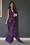 Buy_Deep Thee_Purple Silk Embroidery Floral Plunge V Varna Ada Line Saree With Blouse _at_Aza_Fashions