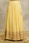 Alaya Advani_Yellow Blouse Silk Embroidery Sequin Leaf Neck Lehenga Set _at_Aza_Fashions