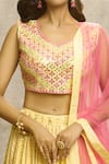 Shop_Alaya Advani_Yellow Blouse Silk Embroidery Sequin Leaf Neck Lehenga Set _at_Aza_Fashions