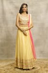 Shop_Alaya Advani_Yellow Blouse Silk Embroidery Sequin Leaf Neck Lehenga Set _Online_at_Aza_Fashions