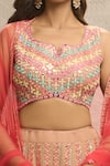 Shop_Alaya Advani_Brown Blouse Raw Silk Embroidery Mirror Notched Stripe Lehenga Set _at_Aza_Fashions