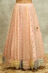 Alaya Advani_Peach Blouse Raw Silk Embroidery Thread Round Mirror Lehenga Set _at_Aza_Fashions