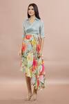 Shop_Whimsical By Shica_Grey Organza, Satin Criss Cross Asymmetric Dress _Online_at_Aza_Fashions