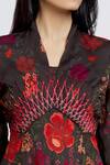 Shop Whimsical By Shica Black Cotton, Silk Embroidery V-neck Botanic Print Dress at Aza Fashions Shop_Whimsical By Shica_Black Cotton, Silk Embroidery V-neck Botanic Print Dress _at_Aza_Fashions