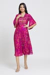 Buy_Whimsical By Shica_Magenta Cotton Silk Printed Floral Raised Pleated Embroidered Bodice Dress _at_Aza_Fashions