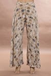 Shop_Whimsical By Shica_Beige Organza Satin Printed Doll V Neck Wrap Top With Pant _Online_at_Aza_Fashions