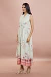 Buy_Whimsical By Shica_Peach Cotton, Silk Embroidery V-neck Heart Print Layered Dress _Online_at_Aza_Fashions