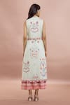 Whimsical By Shica_Peach Cotton, Silk Embroidery V-neck Heart Print Layered Dress _Online_at_Aza_Fashions