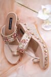 Buy_Shradha Hedau Footwear Couture_Peach Embellished Samantha Sequin Kolhapuri Wedges _at_Aza_Fashions