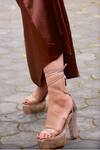 Buy_Shradha Hedau Footwear Couture_Pink Embellished Rilley Wrap Around Heels _at_Aza_Fashions