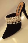 Buy_Shradha Hedau Footwear Couture_Black Embellished Isabella Jewel Studded Mule Heels _at_Aza_Fashions
