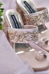 Shradha Hedau Footwear Couture_Peach Embroidery Sofia Cutdana Embellished Strap Heels _Online_at_Aza_Fashions
