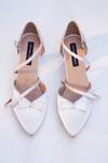 Shop_Shradha Hedau Footwear Couture_White Bows Rosett Embellished Heels _at_Aza_Fashions