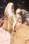 Shradha Hedau Footwear Couture_Gold Embellished Mia Sequin Sneaker Wedges_Online_at_Aza_Fashions