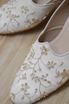 Shradha Hedau Footwear Couture_White Rustom Threadwork Floral Mojiris _Online_at_Aza_Fashions