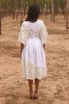 Couche_Ivory Cotton Lycra And Lace Embroidered Floral Boxy Sleeve Dress  _Online_at_Aza_Fashions