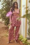 Buy Couché By Anandini Pink Cotton, Lycra, Tulle, Viscose Applique, Floral Jacket And Pant Set Online at Aza Fashions Buy_Couché By Anandini_Pink Cotton, Lycra, Tulle, Viscose Applique, Floral Jacket And Pant Set _Online_at_Aza_Fashions