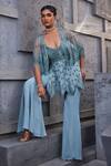 Buy_Miku Kumar_Blue Georgette Embroidered Sequin Embellished Tasselled Pant Set  _Online_at_Aza_Fashions