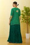 Shop_Surbhi Shah_Green Pure Tissue Printed Bandhej Round Kurta Crushed Skirt Set _at_Aza_Fashions