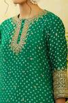 Surbhi Shah_Green Pure Tissue Printed Bandhej Round Kurta Crushed Skirt Set _Online_at_Aza_Fashions