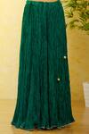 Buy_Surbhi Shah_Green Pure Tissue Printed Bandhej Round Kurta Crushed Skirt Set _Online_at_Aza_Fashions
