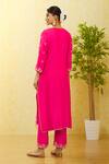 Shop_Surbhi Shah_Red Pure Spun Silk Hand Embroidered Floral Beads Kurta Pant Set  _at_Aza_Fashions