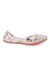 Buy_5Elements_Silver Metallic Floral Embroidered Juttis _Online_at_Aza_Fashions