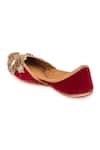 Shop_5elements_Maroon Embroidered Velvet Floral Applique Juttis _Online_at_Aza_Fashions