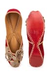 Shop_5elements_Maroon Embroidered Velvet Floral Applique Juttis _at_Aza_Fashions