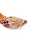 5elements_Maroon Embroidered Velvet Cutwork Floral Juttis _Online_at_Aza_Fashions