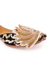 5elements_Black Velvet Cutwork Floral Embroidered Juttis _Online_at_Aza_Fashions