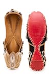 Shop_5elements_Black Velvet Cutwork Floral Embroidered Juttis _at_Aza_Fashions