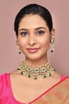 Buy_Samyukta Singhania_Multi Color Stones And Pearls Embellished Floral & Choker Necklace Set 