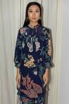Leh Studios_Multi Color Viscose, Crepe Round Neck Evening Floral Bloom Print Tunic _Online_at_Aza_Fashions