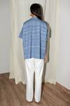 Shop_Leh Studios_Blue Cotton Bandeau Neck Block Shirt _at_Aza_Fashions