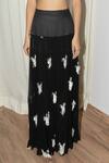 Leh Studios Black Viscose, Cotton, Rayon Embroidery Micro Pleated Fan Skirt Online at Aza Fashions Leh Studios_Black Viscose, Cotton, Rayon Embroidery Micro Pleated Fan Skirt _Online_at_Aza_Fashions