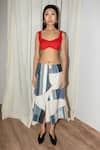 Buy_Leh Studios_Blue Embroidered Patched Puzzle Skirt  _at_Aza_Fashions