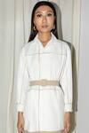Leh Studios White Rayon Collared Color Block Broken Fence Shirt Dress Online at Aza Fashions Leh Studios_White Rayon Collared Color Block Broken Fence Shirt Dress _Online_at_Aza_Fashions
