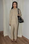 Buy_Leh Studios_Beige Rayon Plain Straight Fit Pant _at_Aza_Fashions